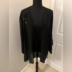 Black Chiffon Kimono Top with Back Details Forever21+ Size 3X